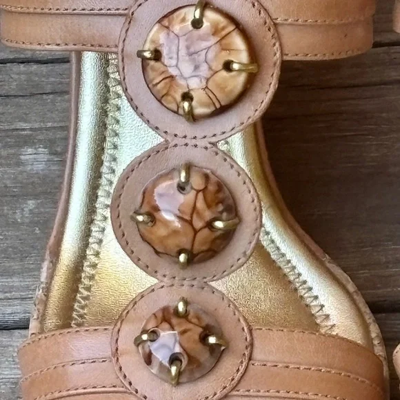 Antonio Melani Jisele Brown Leather Comfort Cork Wedge Heels Slides 9.5M - Picture 3 of 9